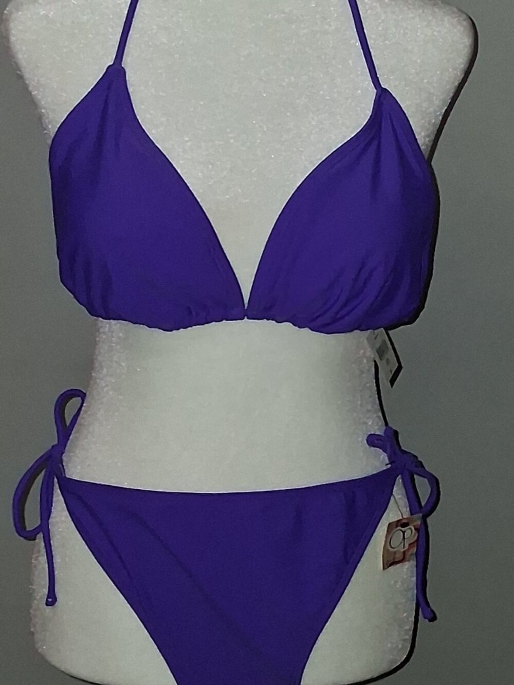 Ocean Pacific (OP) Women's Solid Purple Triangle Bikini Set